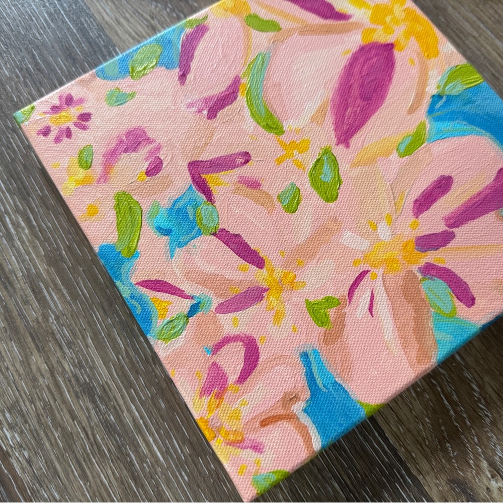 Original Acrylic on Canvas Tropical Flowers Abstract Painting NEW - Picture 6 of 8